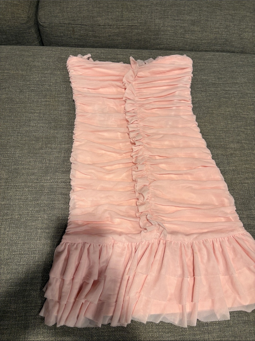 Katie J NYC Light Pink Ruffled Tulle Dress